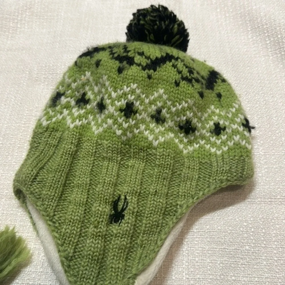 Spyder earflap winter pom fleece lined‎ kids hat
